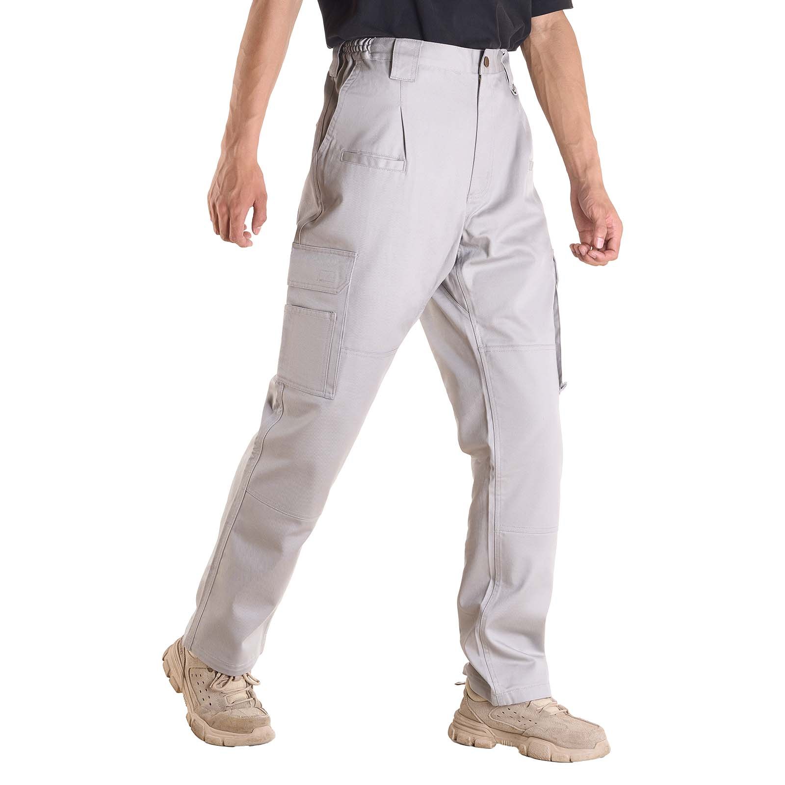 VEVOR Flammhemmende Hose für Herren, Größe M, Herren-Cargohose aus Baumwolle, flamm- & reißfest, mit mehreren Taschen, elastischer Taille, Arbeitshose für Schweißer, Freizeitausflüge, Grau