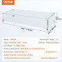 VEVOR Glas-Windschutz für rechteckigen Feuerstellentisch 773 x 367 x 191 mm, 8 mm dicke und stabile gehärtete Glasscheibe mit harter Aluminium-Eckhalterung und Gummifüßen, einfach zu montieren