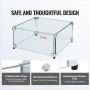 VEVOR Gas-Feuerstellen-Windschutz für quadratischen Feuertisch 543x543x191mm gehärteter Windschutz für Feuerstellen 8mm dicker quadratischer Glasschutz Glasscheibe mit harter Eckhalterung und Füßen