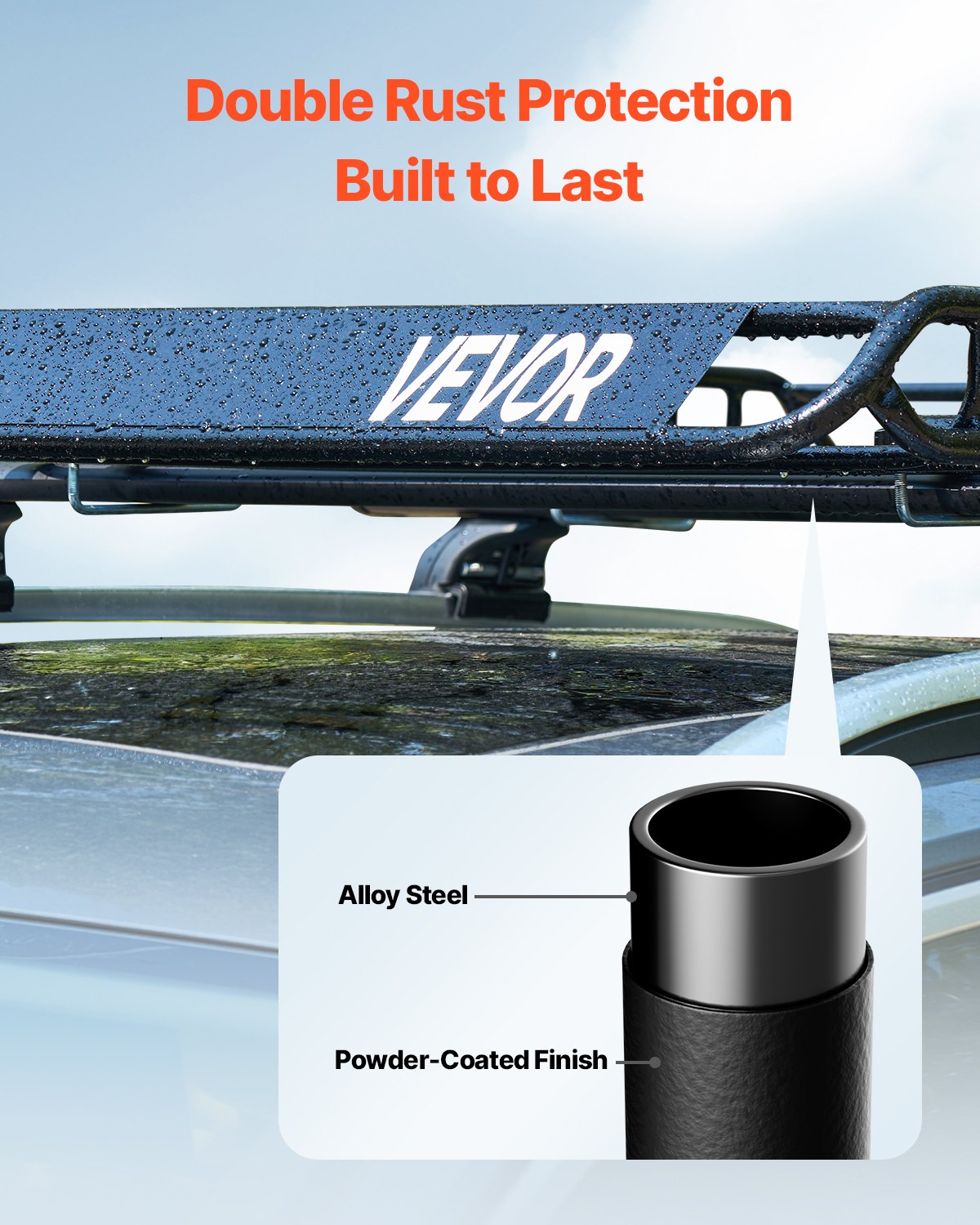 VEVOR Dachgepäckträgerkorb Autodachkorb (1300 x 910 x 105 mm) universeller Dachgepäckträger mit Gepäcktasche & Netz & Ratschengurten (90,7 kg Max Tragkraft), Autodach-Gepäckträger für SUV Lkw