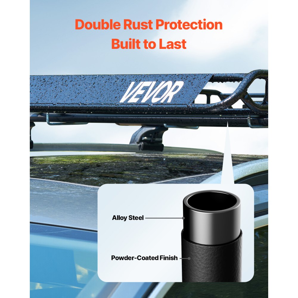 VEVOR Dachgepäckträgerkorb Autodachkorb (1630 x 1270 x 105 mm) universeller Dachgepäckträger aus rostfreiem legiertem Stahl mit Gepäcknetzen (68 kg Max Tragkraft), Autodach-Gepäckträger für SUV Lkw