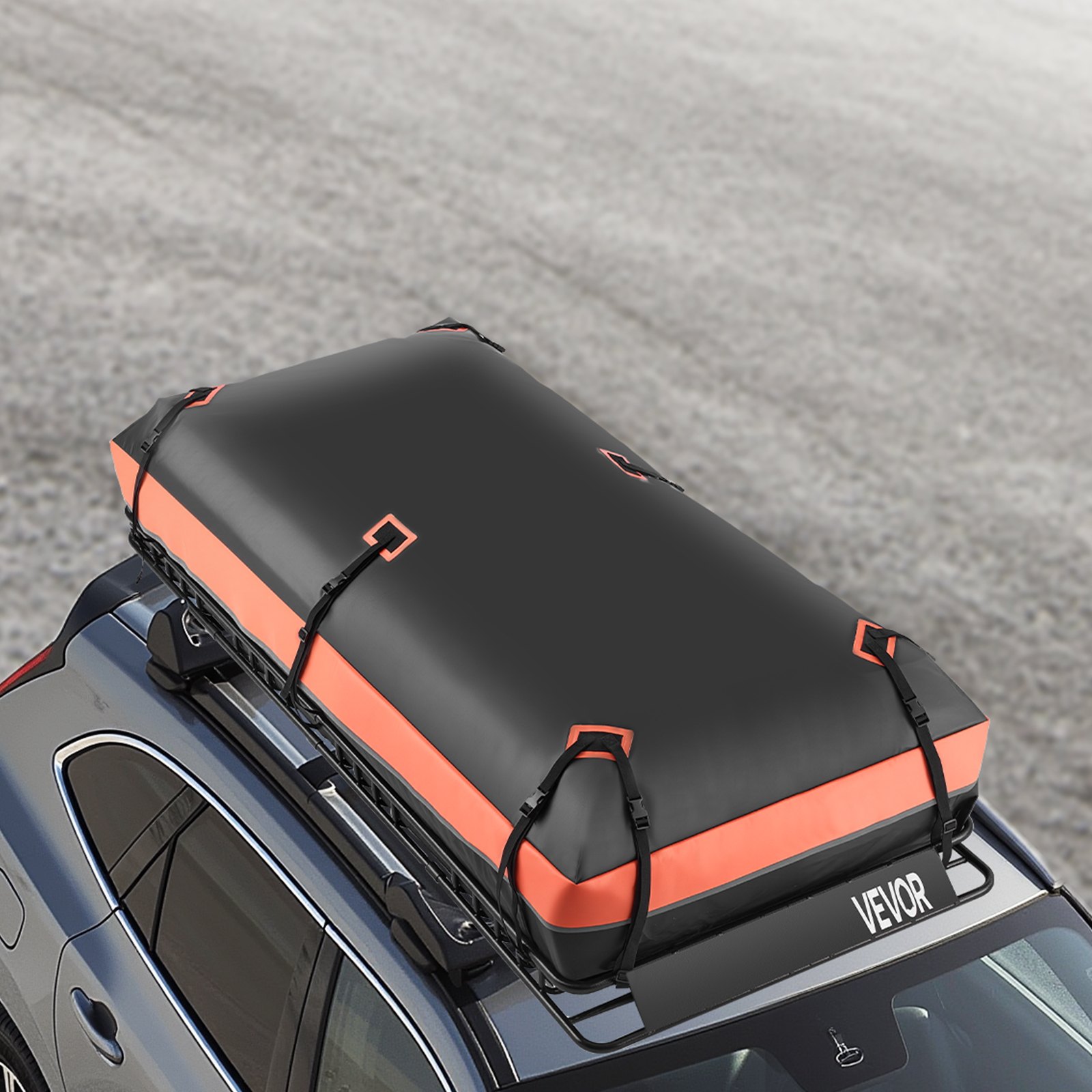 VEVOR Dachgepäckträgerkorb Autodachkorb (2120 x 990 x 105 mm) universeller Dachgepäckträger mit Gepäcktasche & Netz & Ratschengurten (113,4 kg Max Tragkraft), Autodach-Gepäckträger für SUV Lkw