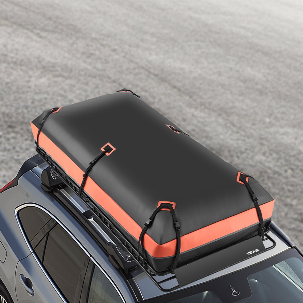 VEVOR Dachträgerkorb 2120 x 990 x 105 mm mit Gepäcktasche, für Gepäck Sport- und Campingausrüstung, 113,4 kg Tragkraft, mit Zahlenschloss, Gepäcknetz, Ratschengurten und 4 U-Bügeln