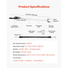 VEVOR Verstellbarer Heckspiegelschoner Transom Saver 584,2-889mm mit Verbundkopf