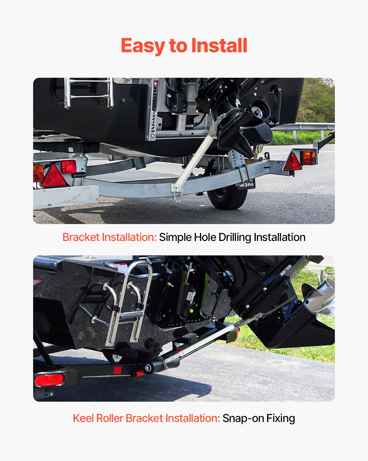 VEVOR verstellbarer Heckspiegelschoner Transom Saver (60,96-91,44 mm) mit robustem Kopf, korrosionsbeständiger Heckspiegelschoner Außenbordmotoren unter 100 PS, für Roller Anhänger Boot