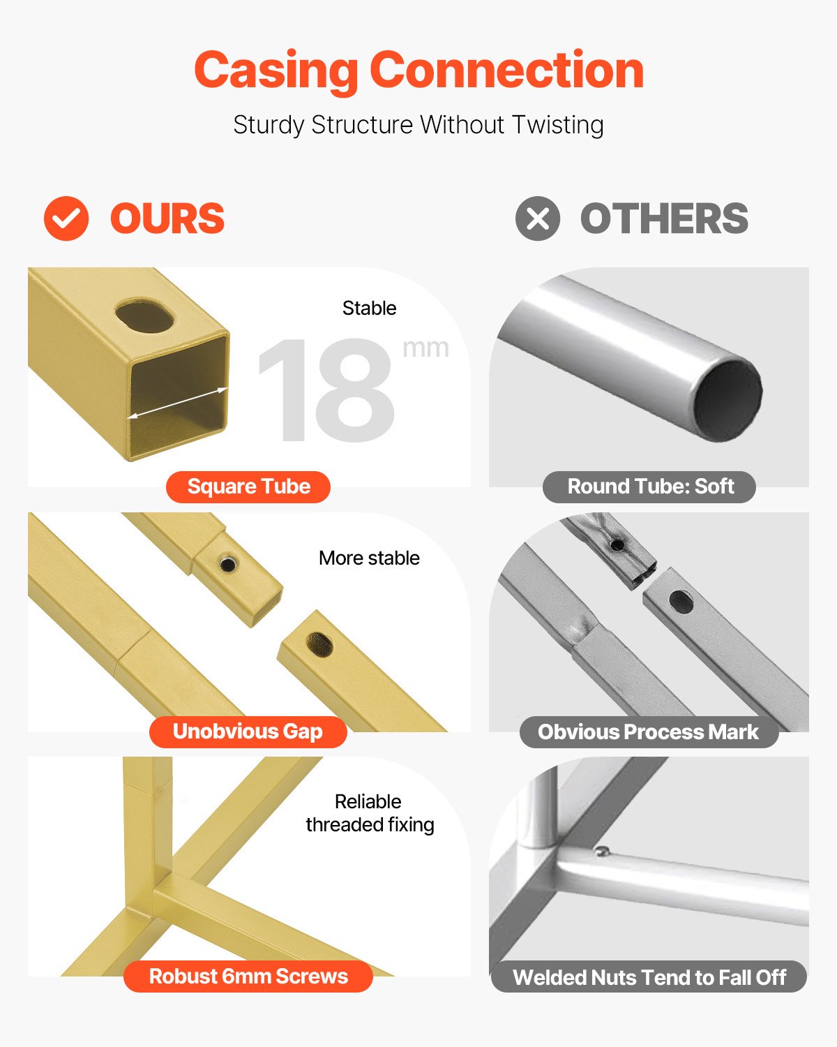 VEVOR Hochzeit Bogen, 3er-Set, 1,2/1,5/1,8m Traubogen mit Gehäuseverbindung und Chassis-Querstangendesign, leicht zu montierender Ständer aus Metall, passend für Geburtstage, Feiern, Feiertage