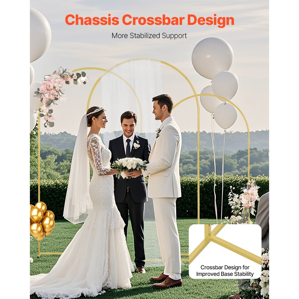 VEVOR Hochzeit Bogen, 3er-Set, Traubogen mit Gehäuseverbindung und Chassis-Querstangendesign, leicht zu montierender Ständer mit hochwertigem Metall, passend für Geburtstage, Feiern, Feiertage