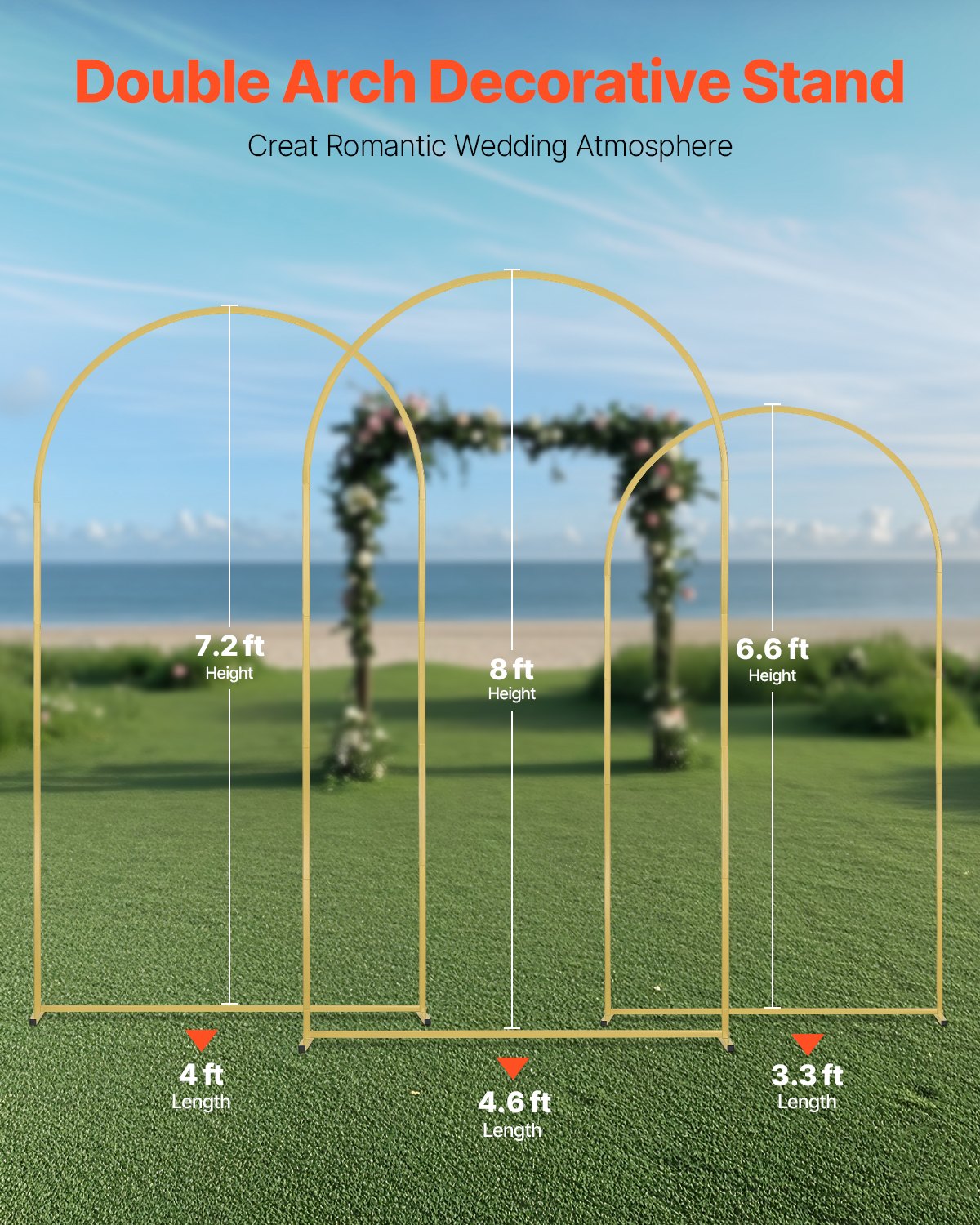 VEVOR Hochzeit Bogen, 3er-Set, Traubogen mit Gehäuseverbindung und Chassis-Querstangendesign, leicht zu montierender Ständer mit hochwertigem Metall, passend für Geburtstage, Feiern, Feiertage