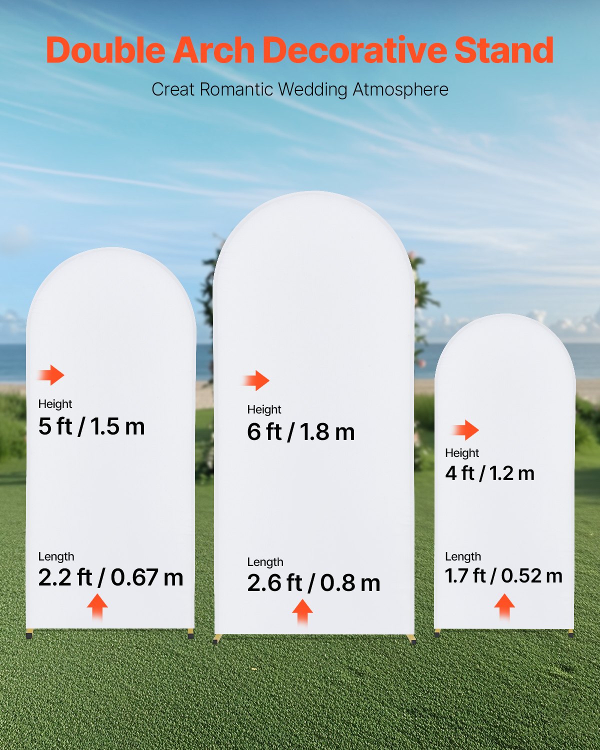 VEVOR Hochzeit Bogen, 3er-Set, Traubogen mit Gehäuseverbindung und Chassis-Querstangendesign, leicht zu montierender goldener Ständer mit Stoffbezug, passend für Geburtstage, Feiern, Feiertage