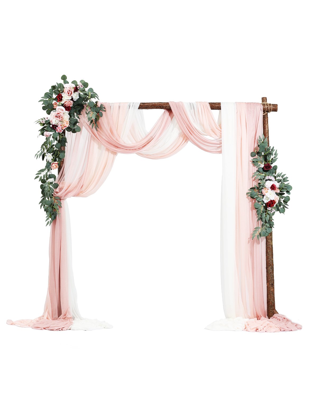 VEVOR Blumenset für Hochzeit Bogen, rosa Blumenset für Traubogen mit Vorhängen (5er-Set) – 2 Blumenarrangements, 3 transparente Vorhänge, für Zeremoniensträuße, Empfangshintergrunddekoration