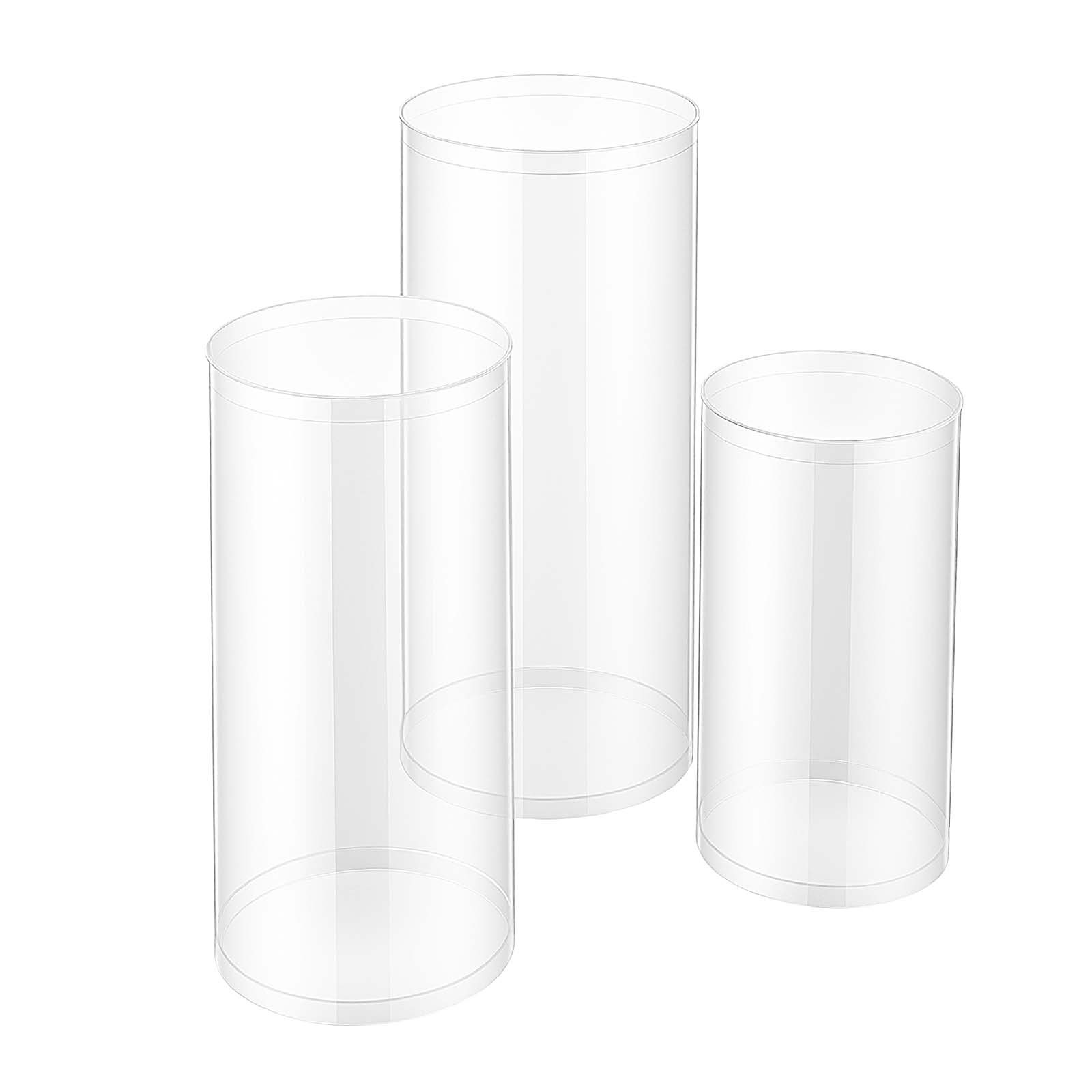 VEVOR Hochzeitsblumenständer, 3-tlg., Zylindersockel (600/700/900mm hoch), transparenter Sockel mit Acryldeckel, zylindrische Ständer für Hochzeiten, Partys, Geburtstage & als Dekoration