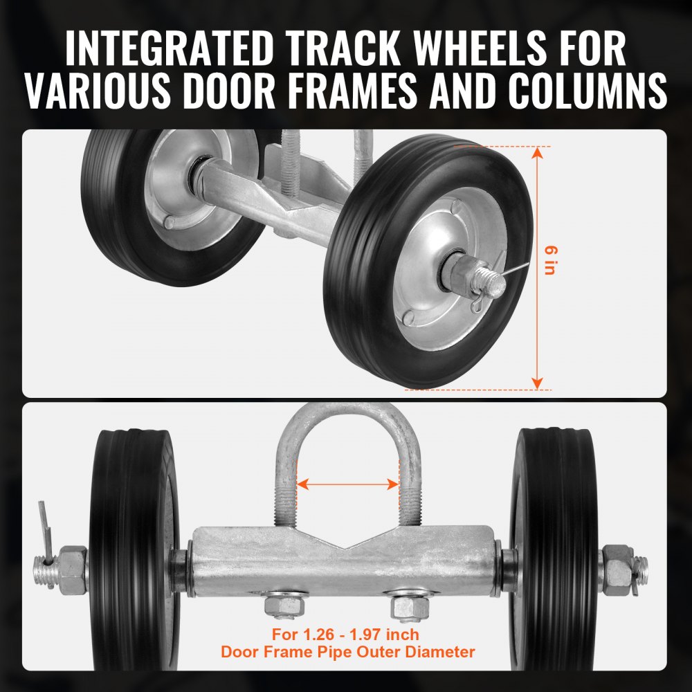 VEVOR Schiebetor-Set 32–50 mm, Rolltor-Hardware-Set, universelle Schiebetorrollen, Hochleistungs-Schiebetor-Führungsrolle für Schiebetore und Rolltüren, max. Tragkraft 272 kg, schwarz
