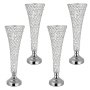 VEVOR 4 Stk. Hochzeitsvasen Tafelaufsatz Blumenvasen für Hochzeit 51 cm Hoch, Metall Tafelaufsatz Vasen mit Kristall Blumenständern, Trompete Vase für Hochzeiten Party Jubiläumsfeier Zeremonie, Silber