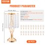 VEVOR 20 STK 43 cm hoher Blumenständer aus Kristallglas für Hochzeiten, Metallvase für Hochzeitsmittelstücke, goldene Blumenhalter, Blumenständer für Tische, Hochzeitsessen, Partys, Zeremonien, Geburtstagsveranstaltungen