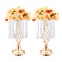 VEVOR 20 STK 43 cm hoher Blumenständer aus Kristallglas für Hochzeiten, Metallvase für Hochzeitsmittelstücke, goldene Blumenhalter, Blumenständer für Tische, Hochzeitsessen, Partys, Zeremonien, Geburtstagsveranstaltungen