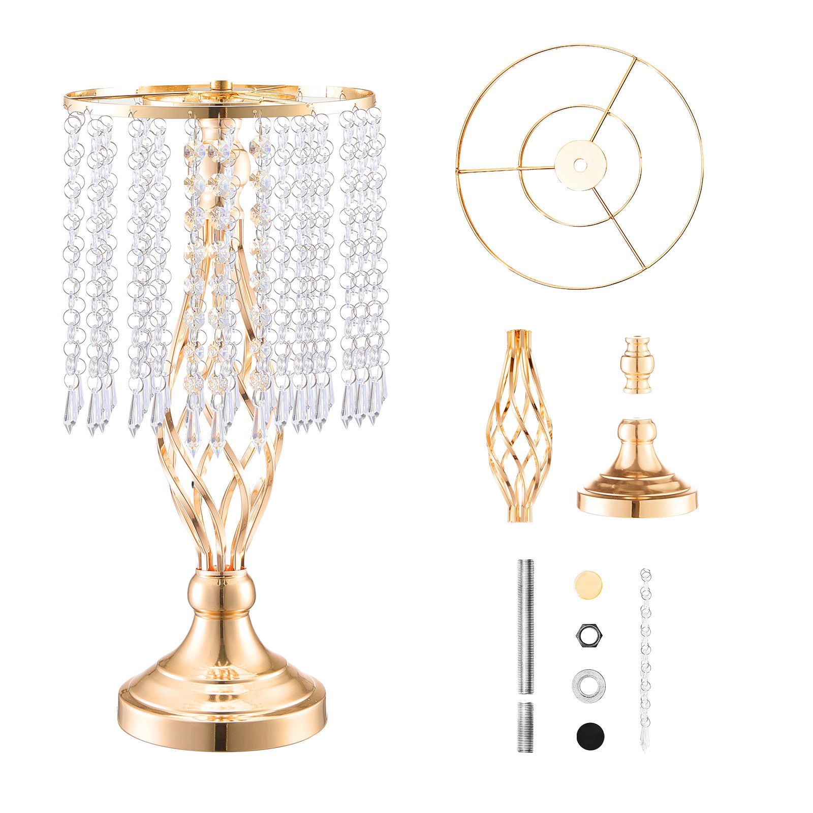 VEVOR 20 STK 43 cm hoher Blumenständer aus Kristallglas für Hochzeiten, Metallvase für Hochzeitsmittelstücke, goldene Blumenhalter, Blumenständer für Tische, Hochzeitsessen, Partys, Zeremonien, Geburtstagsveranstaltungen