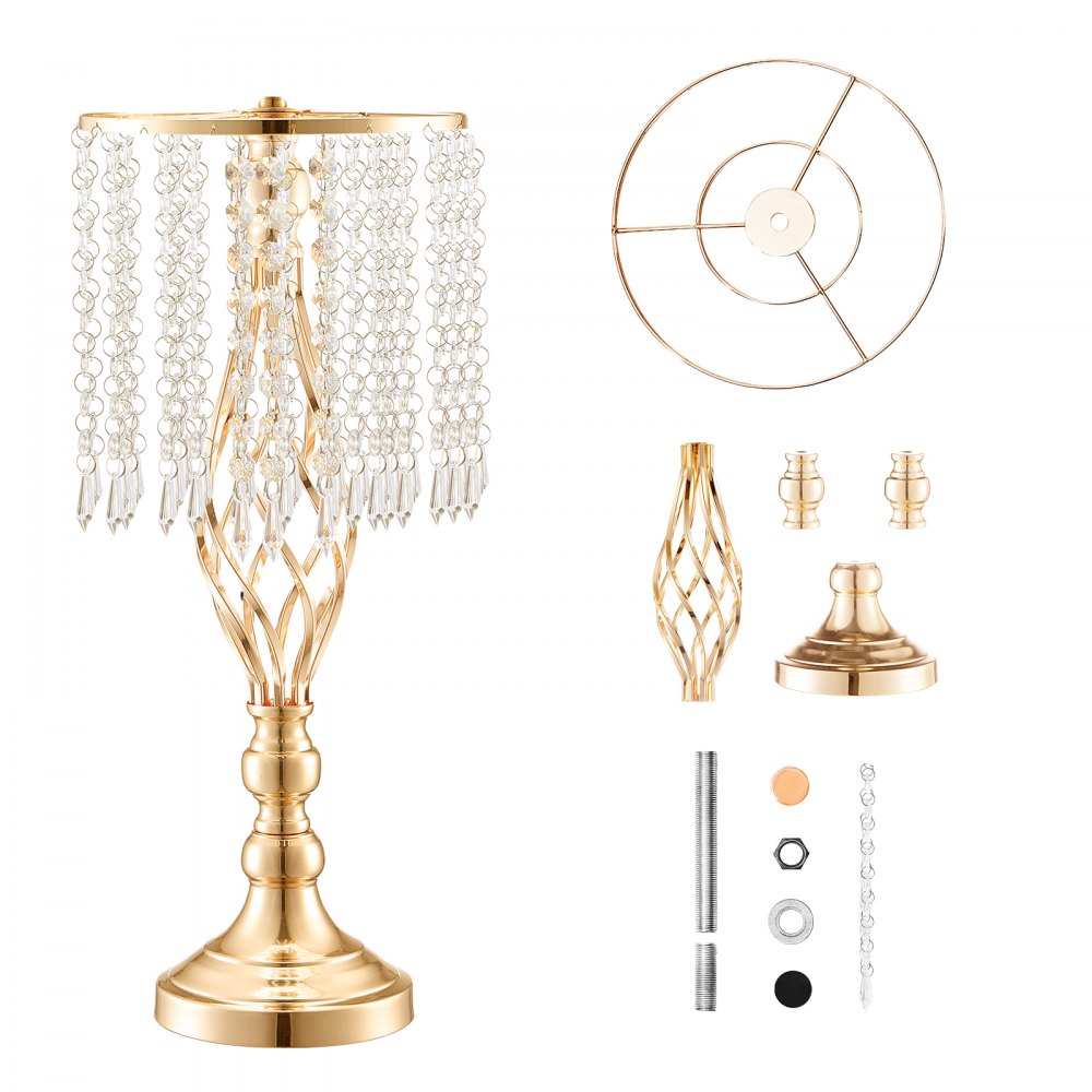 VEVOR 12 STK 49 cm hoher Blumenständer aus Kristallglas für Hochzeiten, Metallvase für Hochzeitsmittelstücke, goldene Blumenhalter, Blumenständer für Tische, Hochzeitsessen, Partys, Zeremonien, Geburtstagsveranstaltungen