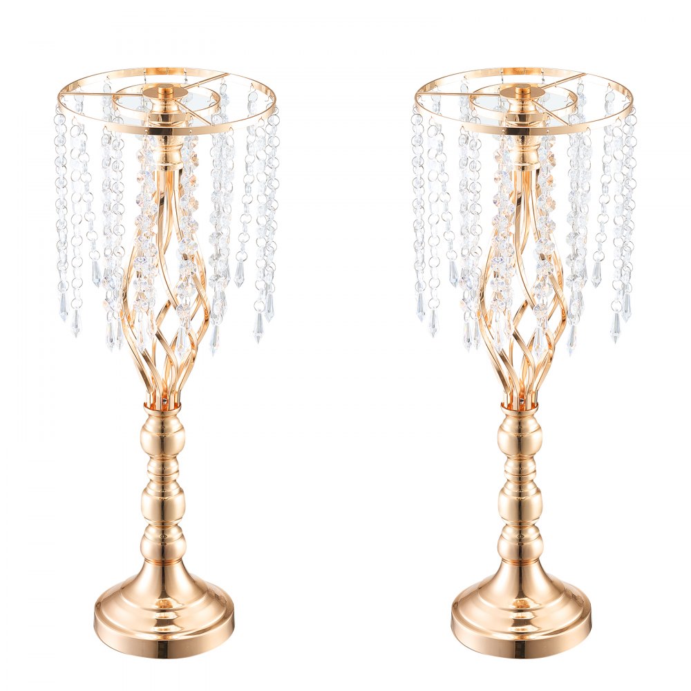 VEVOR 2 STK 55 cm hoher Blumenständer aus Kristallglas für Hochzeiten, Metallvase für Hochzeitsmittelstücke, goldene Blumenhalter, Blumenständer für Tische, Hochzeitsessen, Partys, Zeremonien, Geburtstagsveranstaltungen