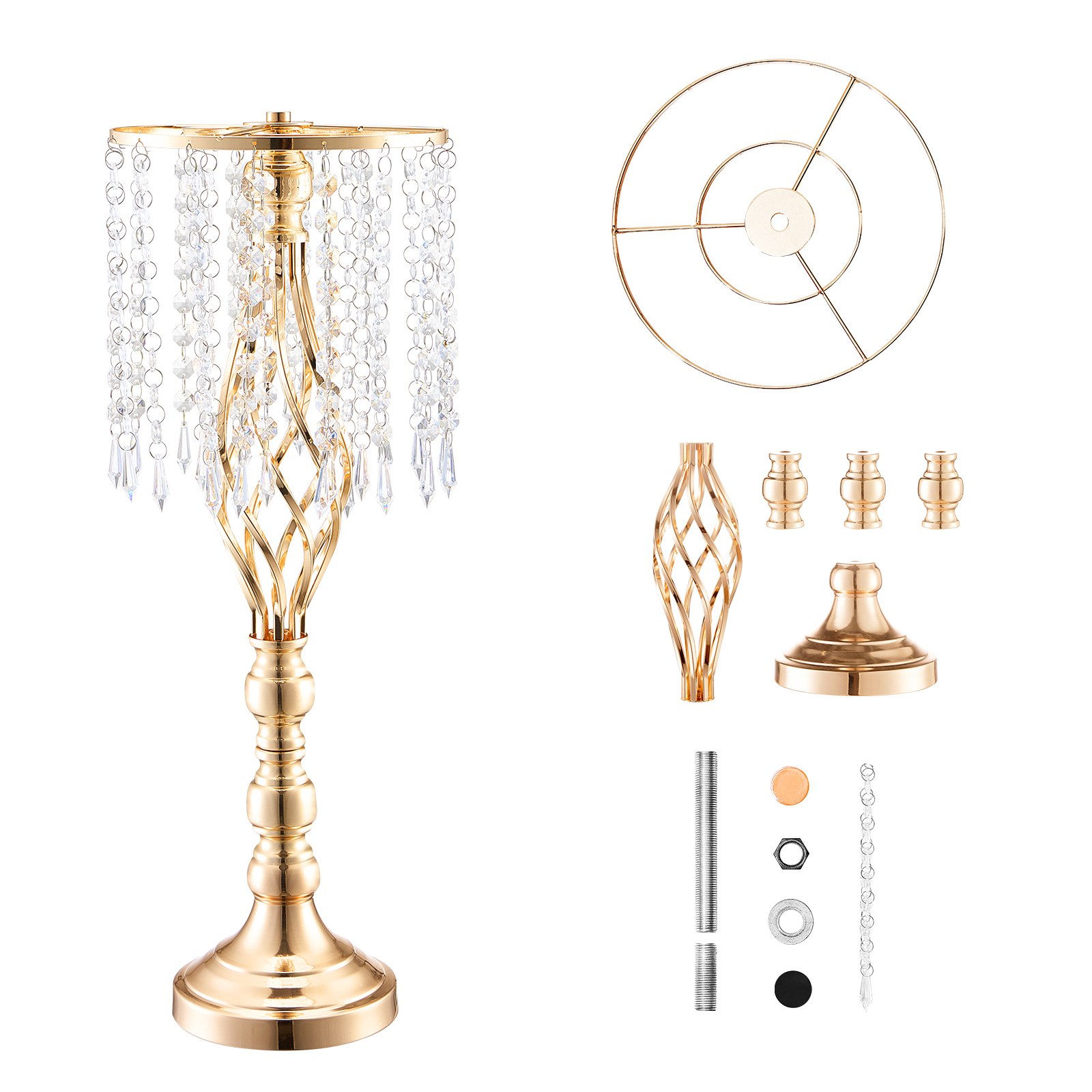 VEVOR 2 STK 55 cm hoher Blumenständer aus Kristallglas für Hochzeiten, Metallvase für Hochzeitsmittelstücke, goldene Blumenhalter, Blumenständer für Tische, Hochzeitsessen, Partys, Zeremonien, Geburtstagsveranstaltungen