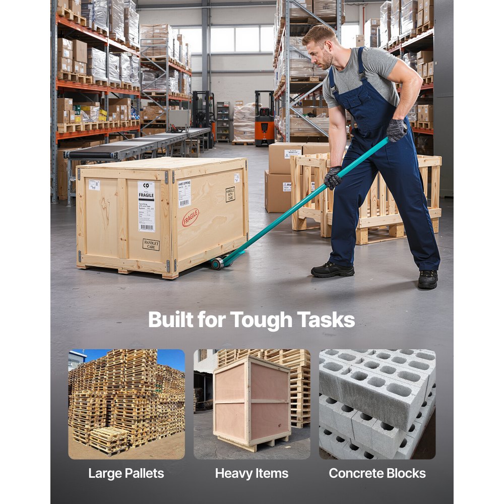 VEVOR Lastenheber 4000 kg Tragkraft, Möbelheber 1524 mm Gesamtlänge, mit Handschuhen,Transporthilfe mit Stahlfelgen für schwere Möbel, Gegenstände & Betonblöcke, ideal für Umzug & Schwerlasttransport