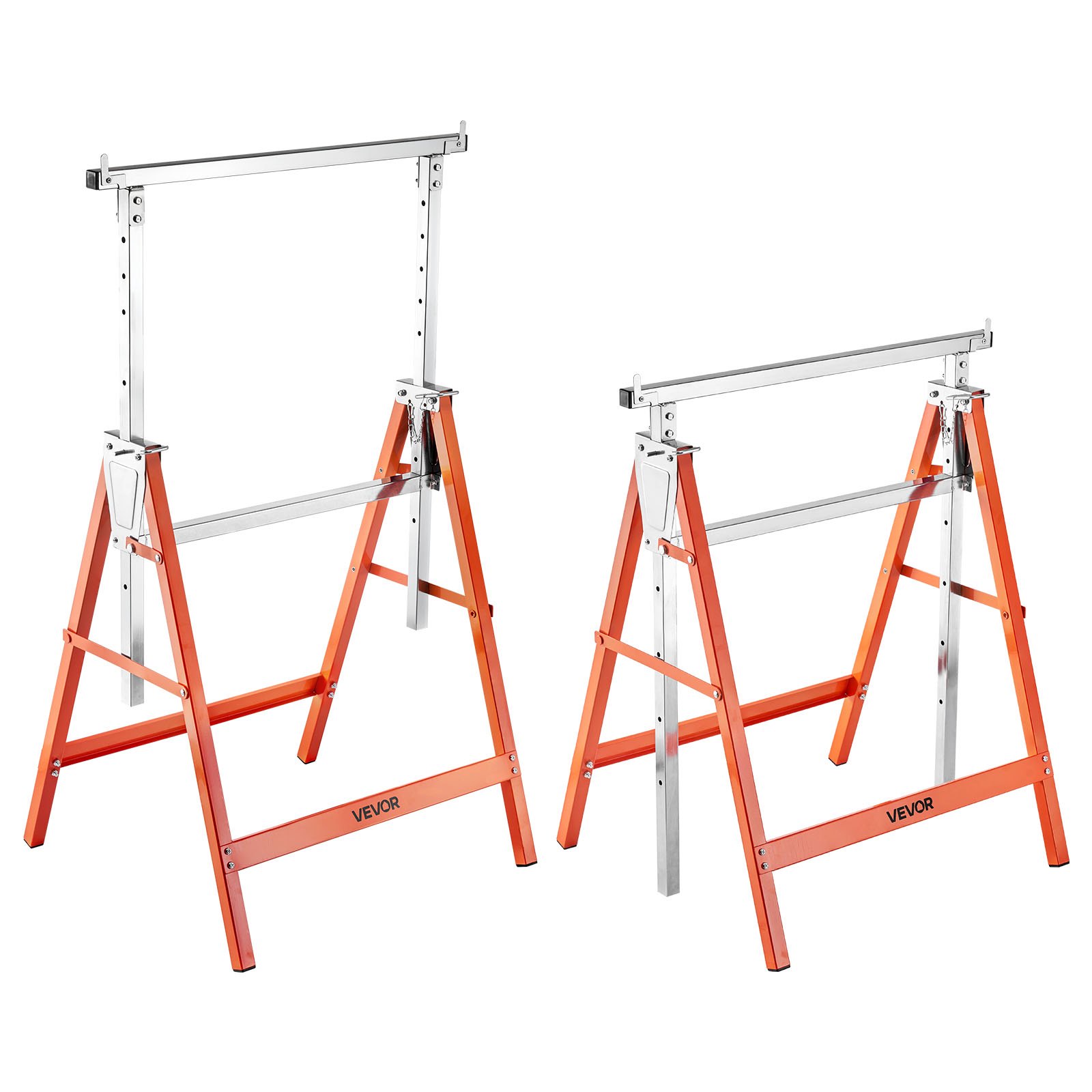 VEVOR Teleskop Arbeitsbock, 2er-Pack, Gerüstböcke, 200 kg Tragkraft, Unterstellbock, 800–1300 mm höhenverstellbar, mit rutschfesten Fußpolstern, für Holzarbeiten, Tischler & Bauunternehmer