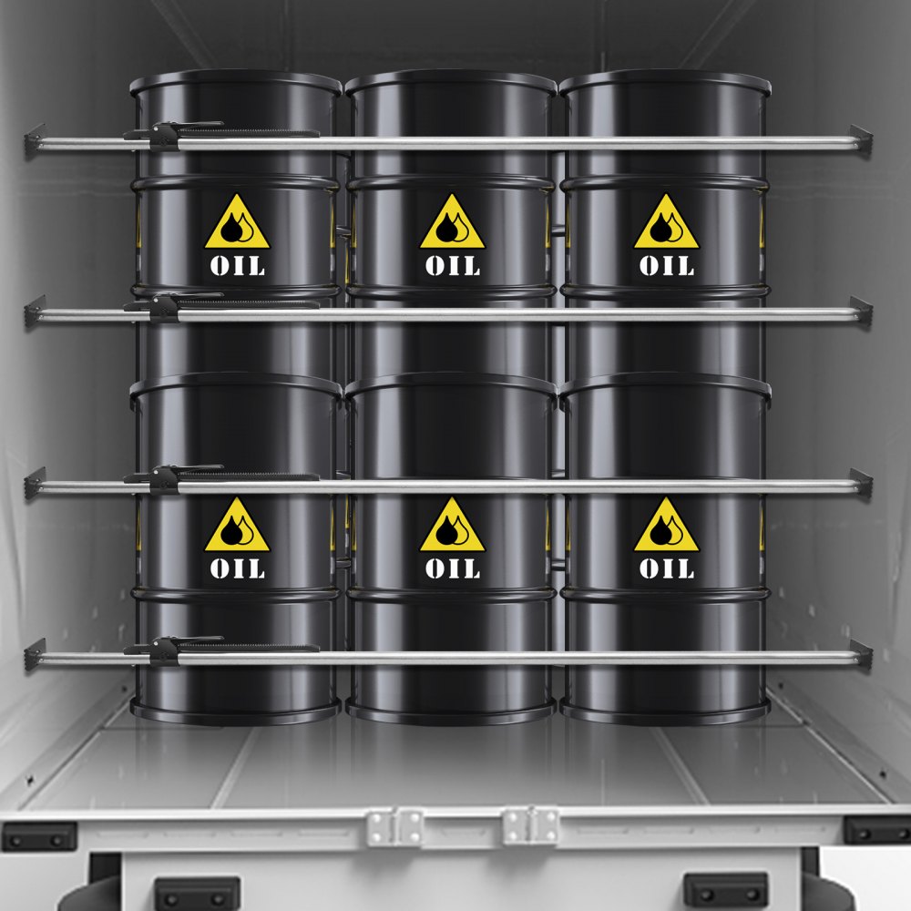 VEVOR Ladungsstange Stützstange, Verstellbar von 2260 bis 2642 mm, Stahl-Cargo-Stabilisierungsstange mit 140 kg Kapazität, LKW-Ladeflächen-Laststange für Anhänger, Sattelauflieger  (4 Stk.)