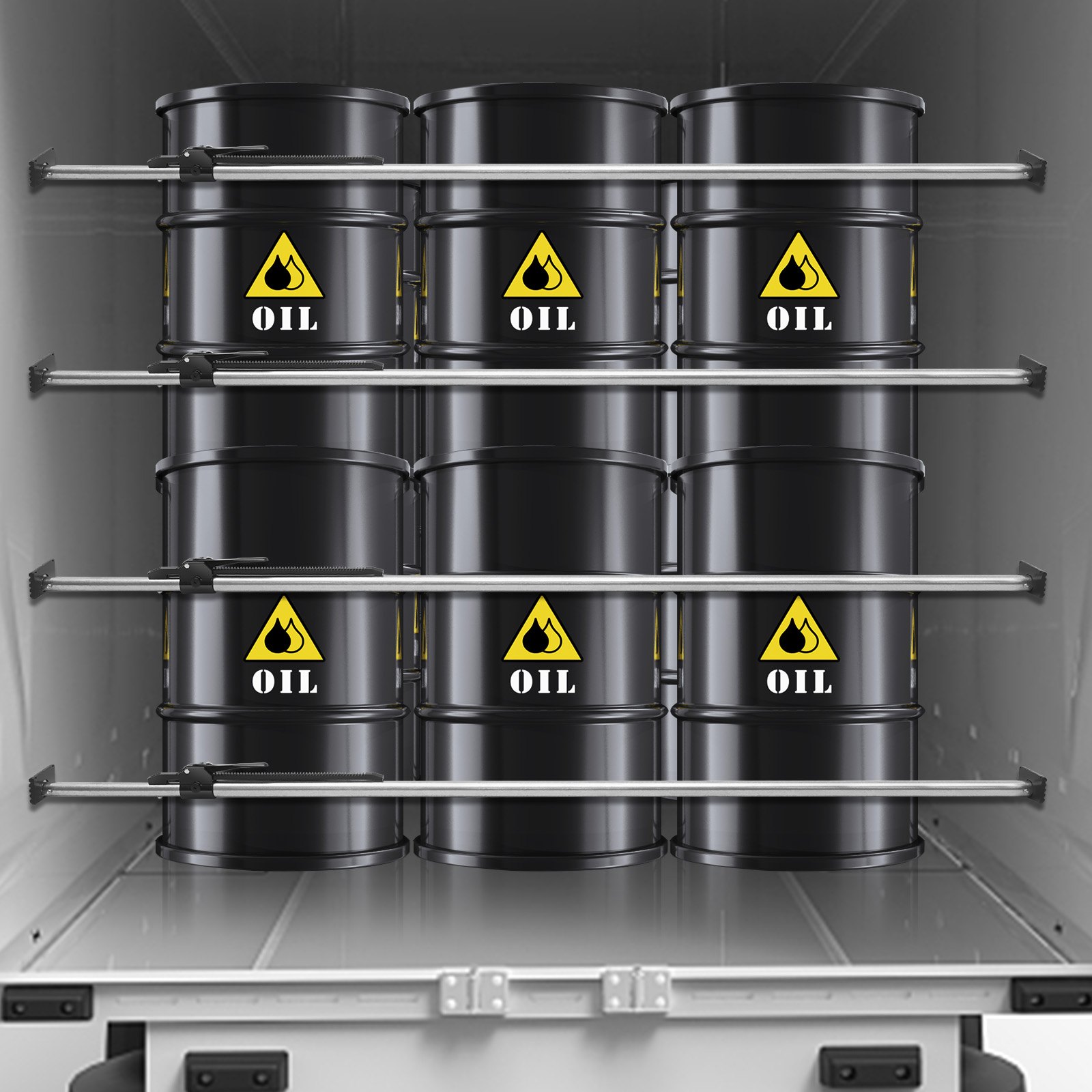 VEVOR Ladungsstange Stützstange, Verstellbar von 2260 bis 2642 mm, Stahl-Cargo-Stabilisierungsstange mit 140 kg Kapazität, LKW-Ladeflächen-Laststange für Anhänger, Sattelauflieger  (4 Stk.)