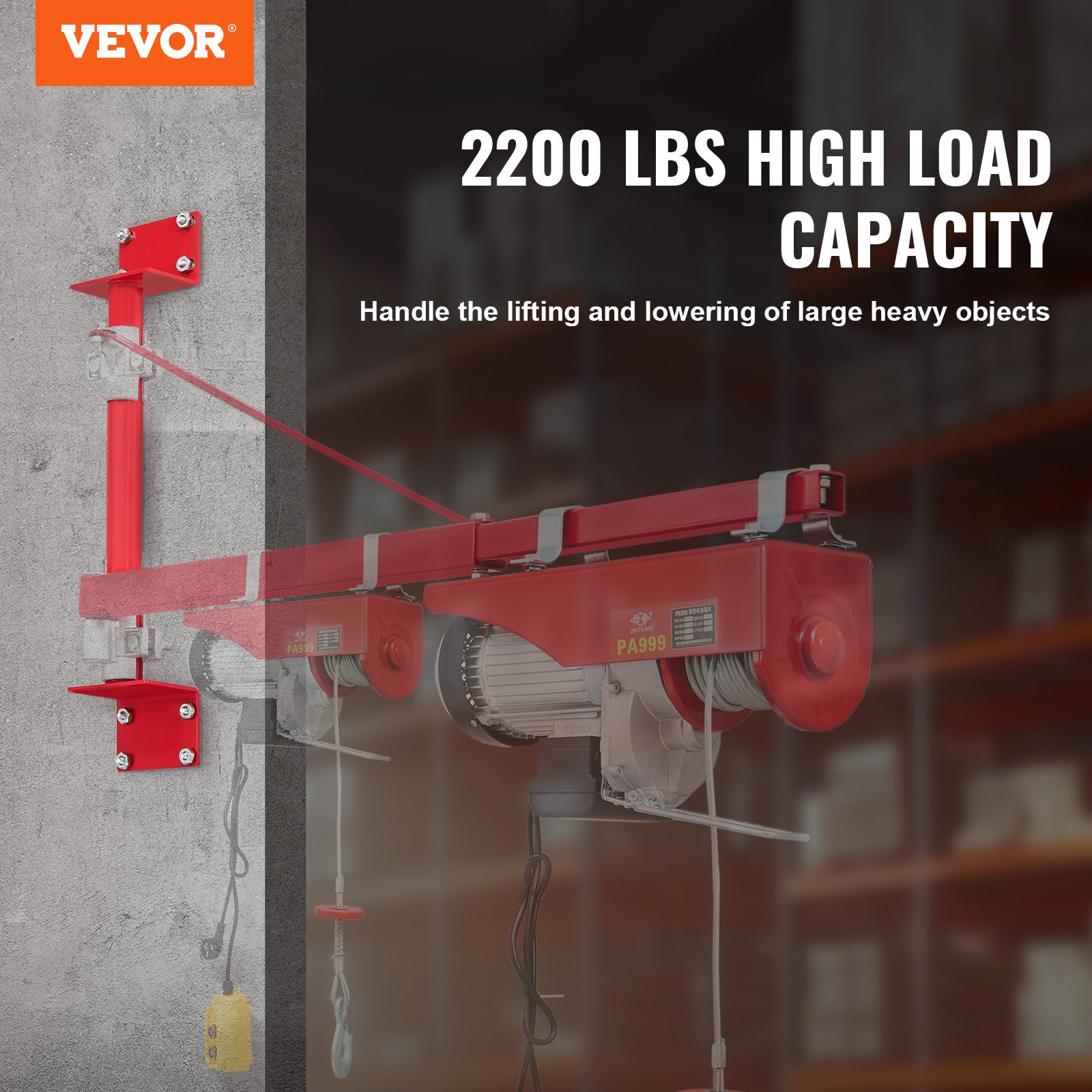 VEVOR support bar for electric hoist, 1000 kg load capacity, bracket for electric hoist, hoist frame made of carbon steel, hoist bar for scaffold mounting, hoist column for lifting