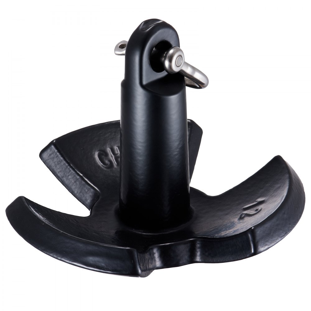 VEVOR River Anchor, Cast Iron Boat Anchor with Black Vinyl Coating and Shackle, 5.4 kg, Marine-Grade Mushroom Anchor for Boats up to 3.05 m, Excellent Holding Power in Rivers and Lakes