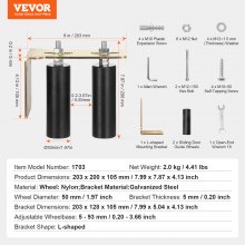 VEVOR Schiebetor Laufrolle Führungsrolle Rollbeschläge L-Halterung 203x200x105mm