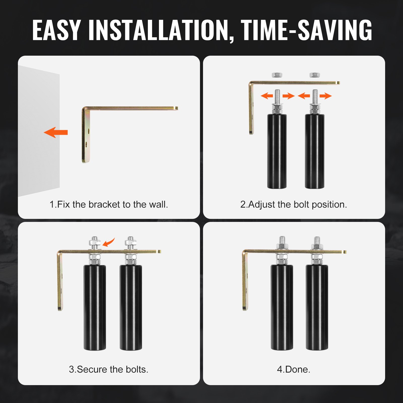 VEVOR sliding gate set 200x180x45mm, roller hardware set with L-bracket, universally adjustable sliding gate rollers, robust black sliding gate guide roller for sliding gates and roller doors