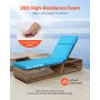VEVOR Deckchair Auflagen, 1830x533x98 mm, Liegenauflagen für den Außenbereich, wasserabweisend & farbecht, Sonnenliegen-Kissen mit Bändern, dicke Terrassen-Liegepolster für Pooldeck, Meerblau