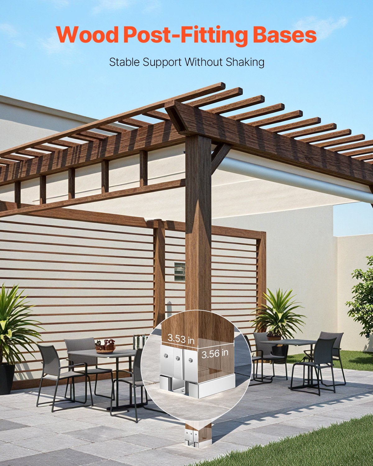 VEVOR post anchors, 10 pcs., inner dimensions 89.6x90.5 mm for 88.9x88.9 mm posts, concrete post anchors, carbon steel post bases with 25.4 mm spacing, for concrete pergolas & terraces