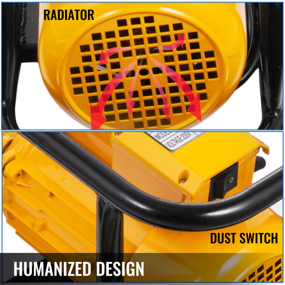 VEVOR Elektro-Betonrüttler, 1500 W Einhand Flaschenrüttler, 6 m Schaftlänge Flaschenrüttler, 700 kg Scharfe Kraft Elektro-Vibrator, 37 x 21 x 27 cm Elektronik-Betongerät, 50 mm φ Rüttelflasche Flasche