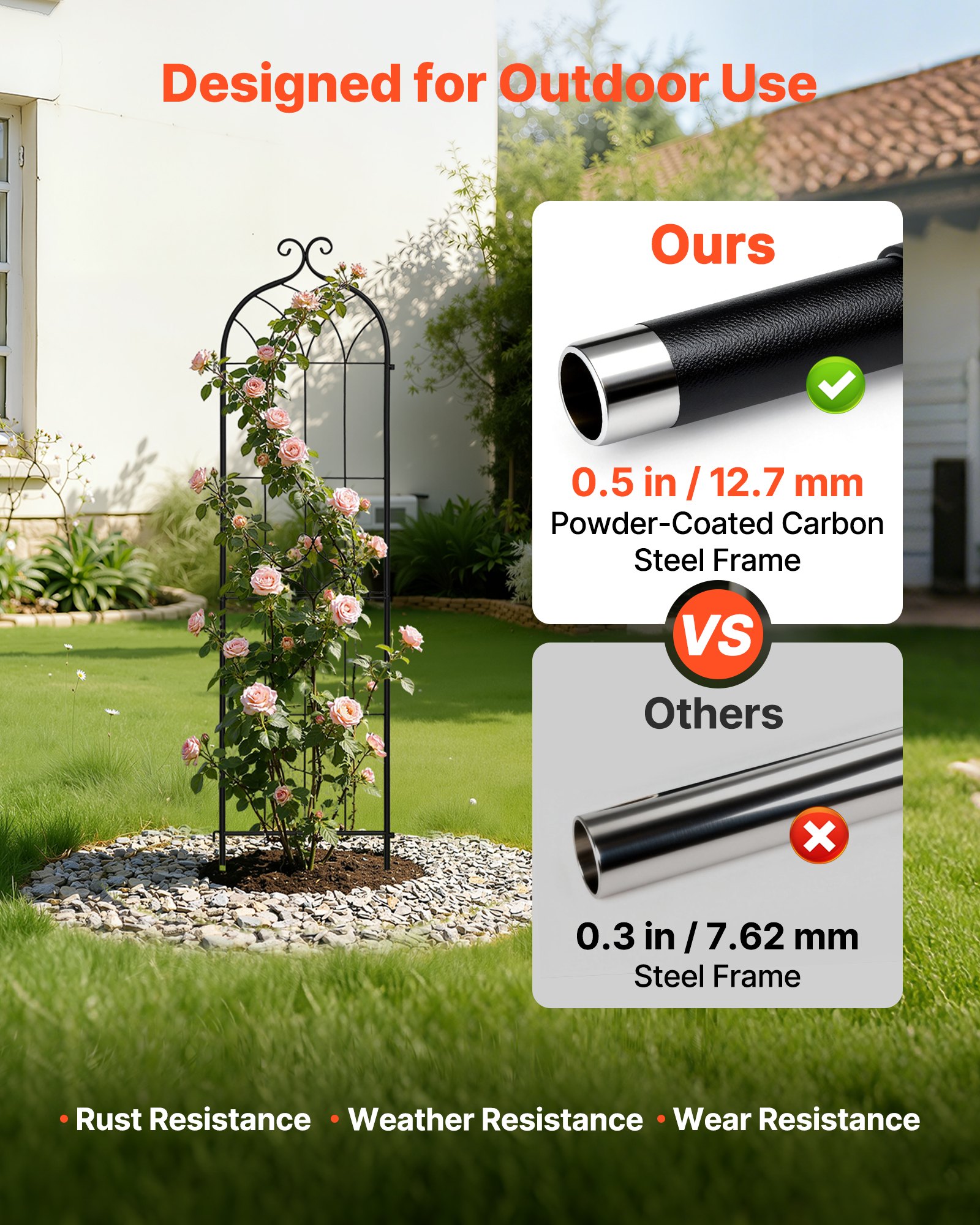 VEVOR Rankgitter, 152x40,5 cm 4er-Pack, Metall Rankhilfe mit Pulverbeschichteter Oberfläche & Verriegelungsmechanismus, Kletterhilfe, Garten Spalier, Pflanzengitter für Blumen, Gemüse & Rosen