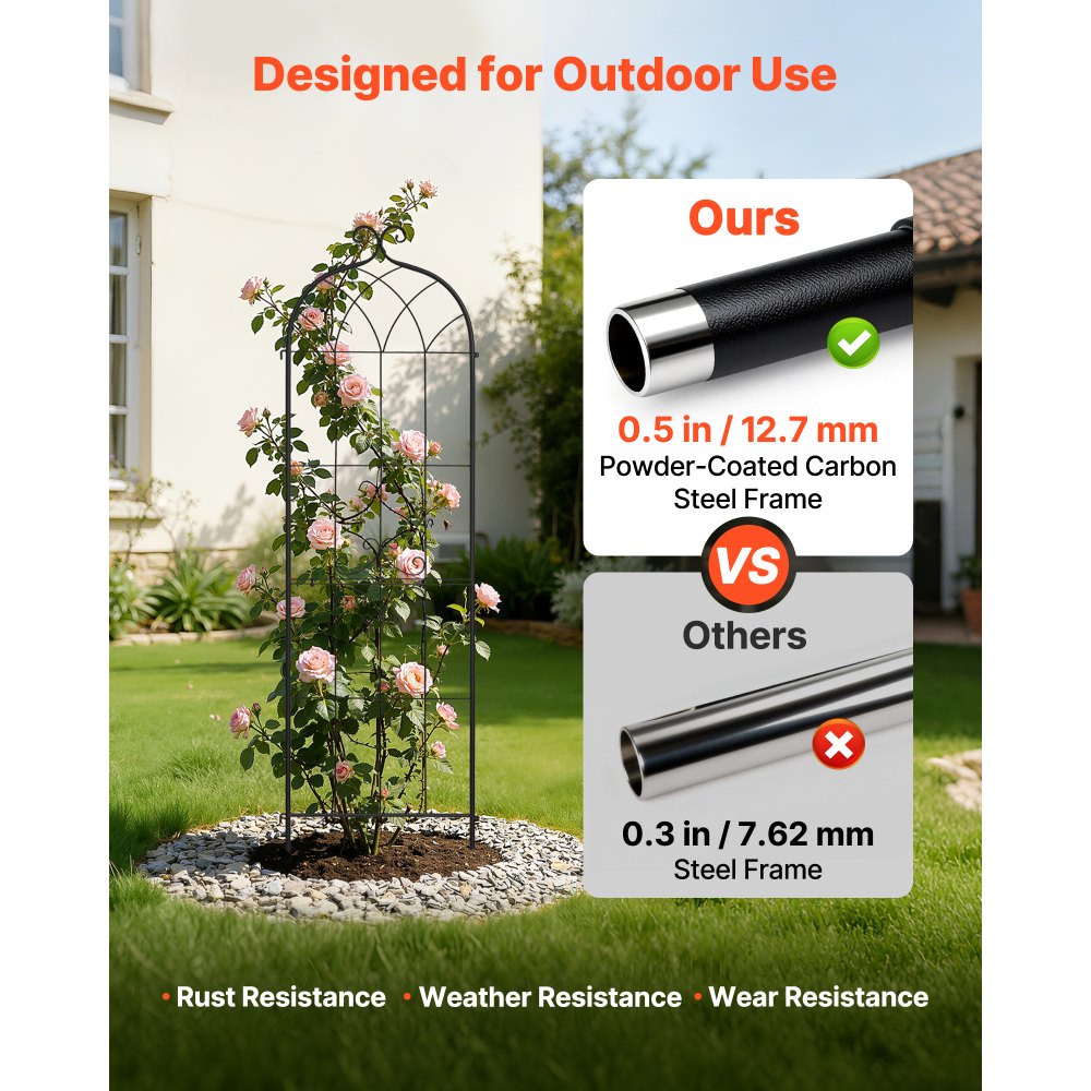VEVOR Garden Trellis, 180 x 52.5 cm Rose Trellis, 4 Packs Garden Flower Rose Trellises with Powder-Coated Finish & Convenient Locking Design, Plant Support Trellises for Flowers, Vegetables, Roses