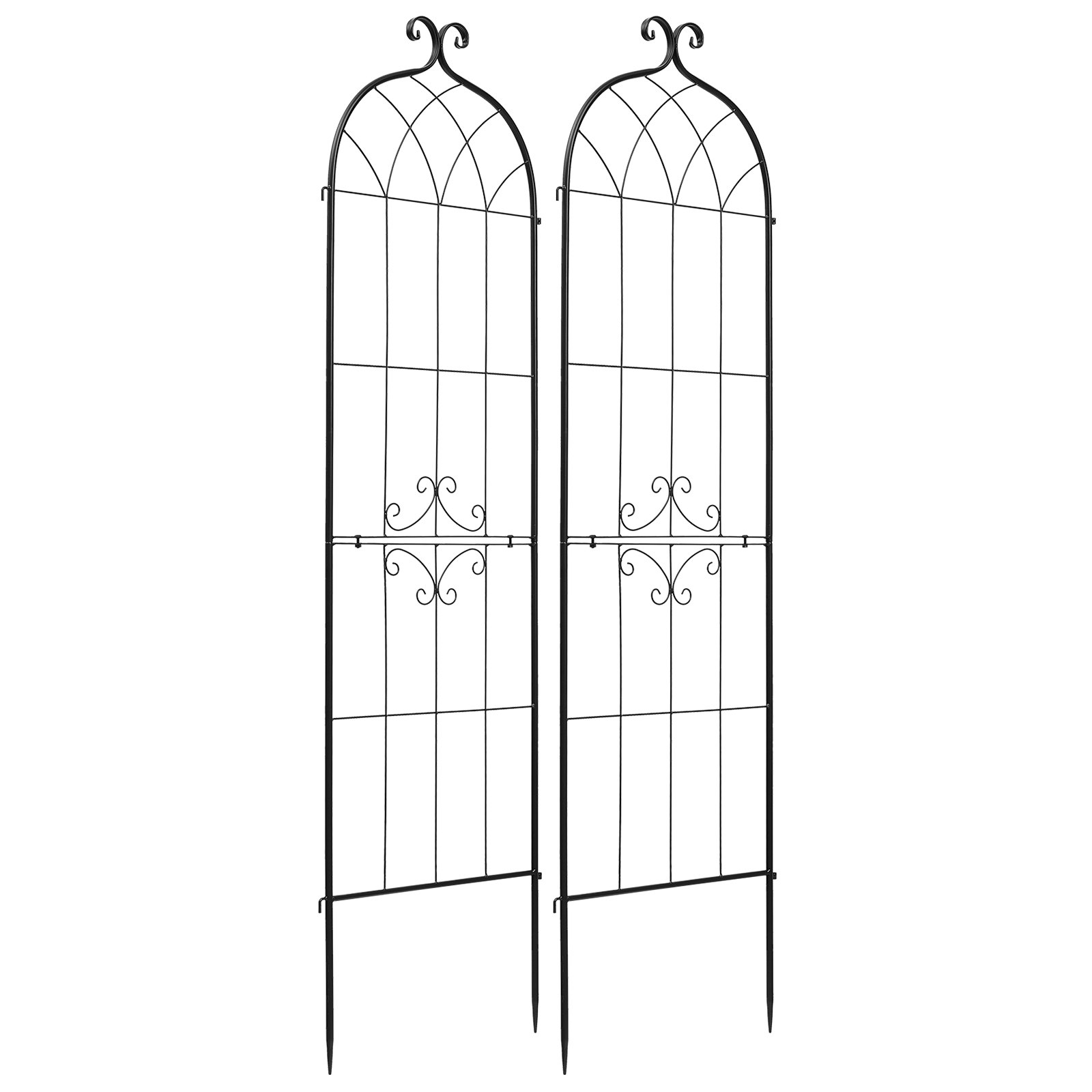 VEVOR Rankgitter, 180x52,5 cm 2er-Pack, Metall Rankhilfe mit Pulverbeschichteter Oberfläche & Verriegelungsmechanismus, Kletterhilfe, Garten Spalier, Pflanzengitter für Blumen, Gemüse & Rosen