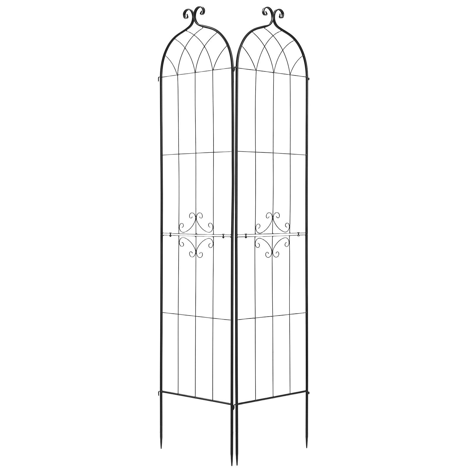 VEVOR Rankgitter, 220x52,5 cm 2er-Pack, Metall Rankhilfe mit Pulverbeschichteter Oberfläche & Verriegelungsmechanismus, Kletterhilfe, Garten Spalier, Pflanzengitter für Blumen, Gemüse & Rosen