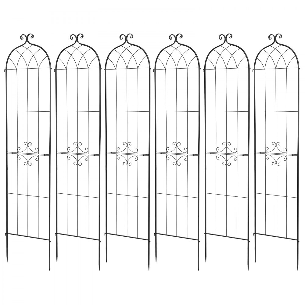 VEVOR Garden Trellis, 220 x 52.5 cm Rose Trellis, 6 Packs Garden Flower Rose Trellises with Powder-Coated Finish & Convenient Locking Design, Plant Support Trellises for Flowers, Vegetables, Roses