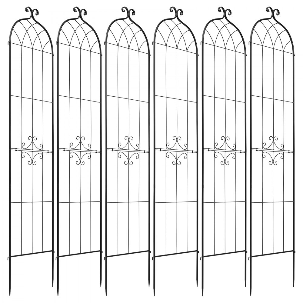 VEVOR Garden Trellis, 220 x 52.5 cm Rose Trellis, 6 Packs Garden Flower Rose Trellises with Powder-Coated Finish & Convenient Locking Design, Plant Support Trellises for Flowers, Vegetables, Roses