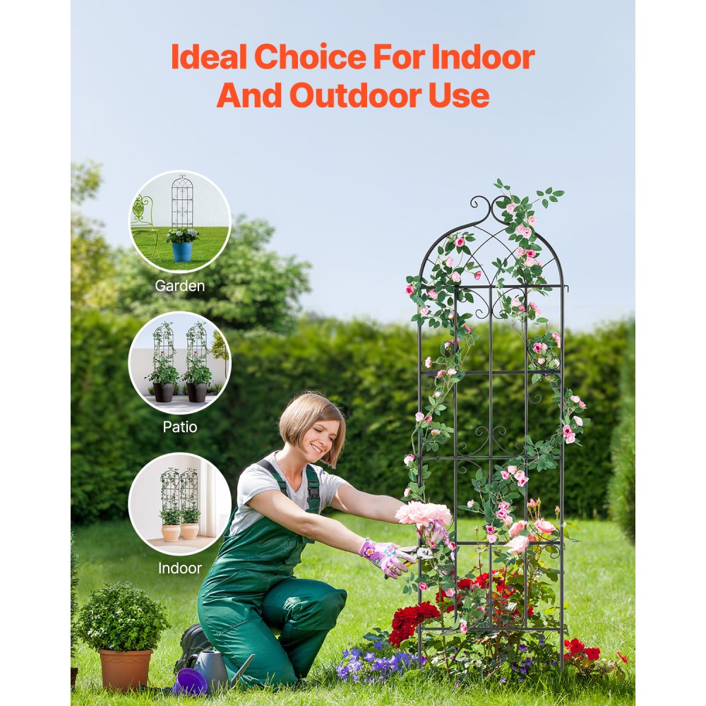 VEVOR Climbing Plant Support, 51x180 cm, Climbing Aid, Set of 2, Rustproof Metal Trellis for Garden Flowers, Climbing Frame for Roses, Cucumber Support, Decorative Clematis Trellis for Courtyards & Lawns