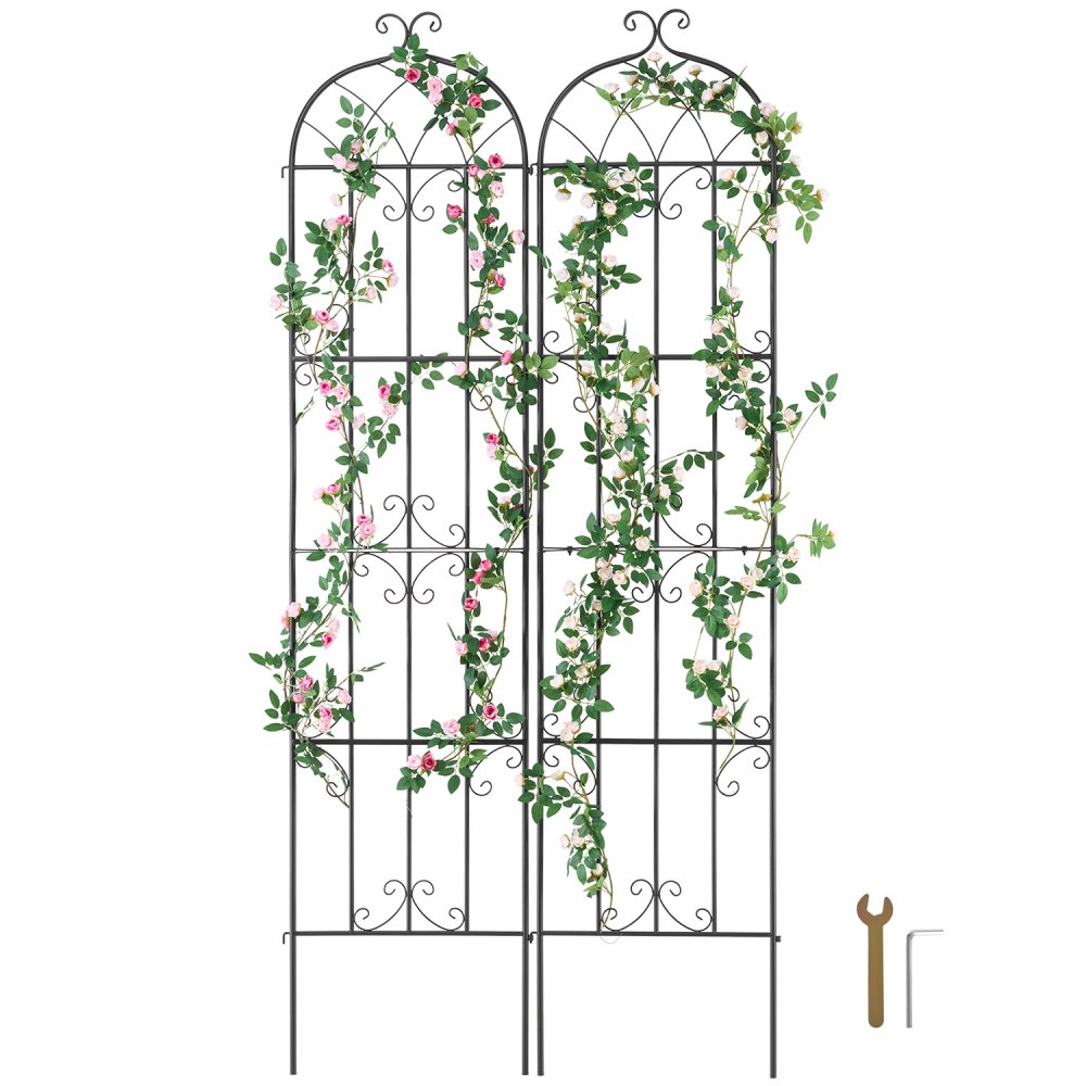 VEVOR Rankhilfe, 221 x 50 cm, 2er-Set rostfreies Metallspalier für Gartenblumen, Rankgitter für Rosen, Gurkenstütze, Kletterhilfe, Pflanzengitter, dekoratives Clematis-Spalier für Innenhöfe & Rasen
