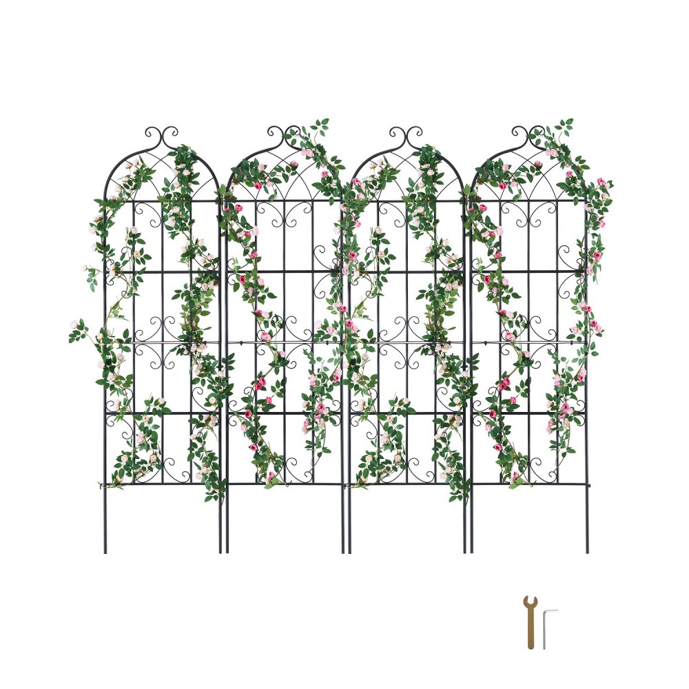 VEVOR Rankhilfe für Kletterpflanzen, 51x180cm, 4er-Set rostfreies Metallspalier für Gartenblumen, Rankgitter für Rosen, Kletterhilfe, Gurkenstütze, dekoratives Clematis-Spalier für Innenhöfe & Rasen