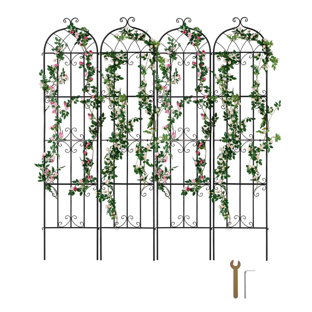 VEVOR Rankhilfe für Kletterpflanzen, 51x220 cm, 4er-Set rostfreies Metallspalier für Gartenblumen, Kletterrosen-Spalier, Rankgitter, Gurkenstütze, dekoratives Clematis-Spalier für Innenhöfe & Rasen