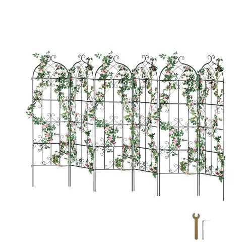 VEVOR Rankhilfe für Kletterpflanzen, 51x180 cm, 6er-Set rostfreies Metallspalier für Gartenblumen, Kletterhilfe, Rankgitter für Rosen, Gurkenstütze, dekoratives Clematis-Spalier für Innenhöfe & Rasen