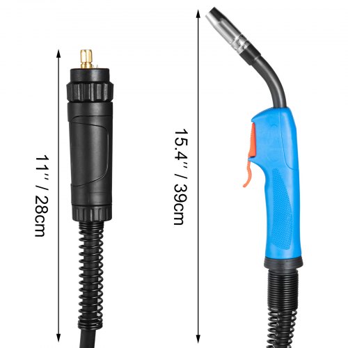 Brenner MB15/150 Schweißbrenner MIG MAG Schlauchpaket Schutzgas für Schweißgerät mit u. ohne Teflonseele (3 Meter incl. Teflonseele