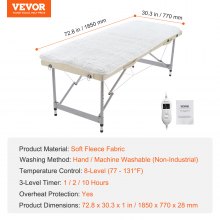 VEVOR Heizdecke elektrisch Wärmeunterbett Wärmedecke Wärmebett Timer 185x77cm