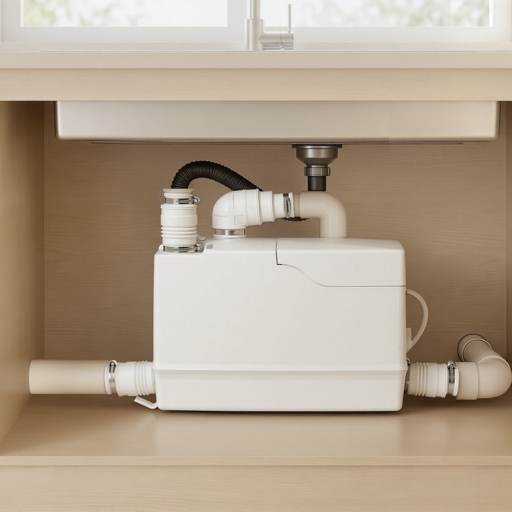 VEVOR Hebeanlage 800 W 12000 L/h Abwasserhebeanlage mit 10 m Förderhöhe, Abwasserpumpe mit 3 Einlässen zur Abwasserentsorgung in Keller Küche Spüle Dusche Badewanne und Waschküche