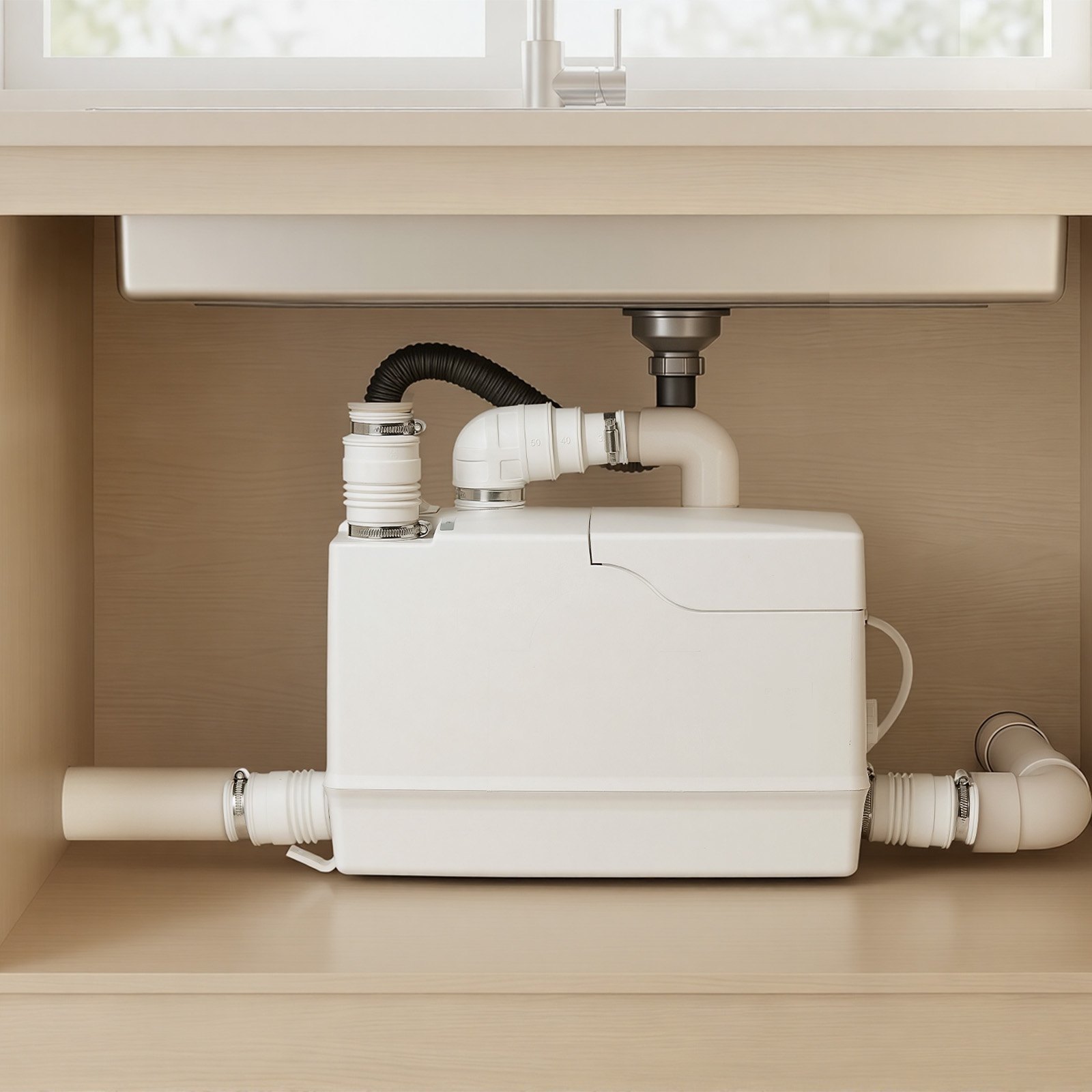 VEVOR Hebeanlage 800 W 12000 L/h Abwasserhebeanlage mit 10 m Förderhöhe, Abwasserpumpe mit 3 Einlässen zur Abwasserentsorgung in Keller Küche Spüle Dusche Badewanne und Waschküche
