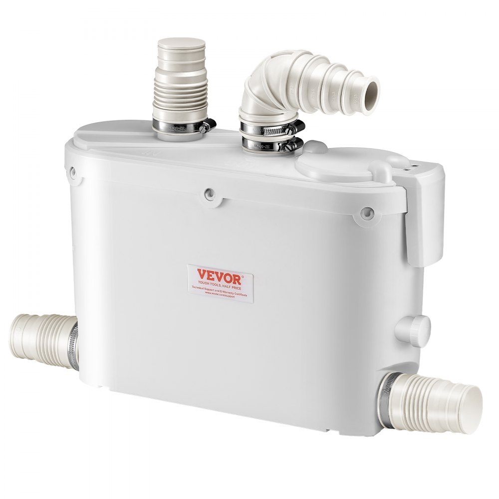 VEVOR Hebeanlage, 500 W, 110 L/min Durchfluss, 8 m Förderhöhe, Schmutzwasserpumpe mit 4 Wassereinlässen, Abwasserhebeanlage für Küche, Keller, Dusche, Waschbecken, Waschküche, Badewanne